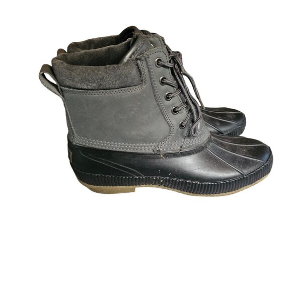Tommy Hilfiger TM Charlie Water Resistant Leather Rubber Duck Boots Gray 8 - Picture 2 of 6
